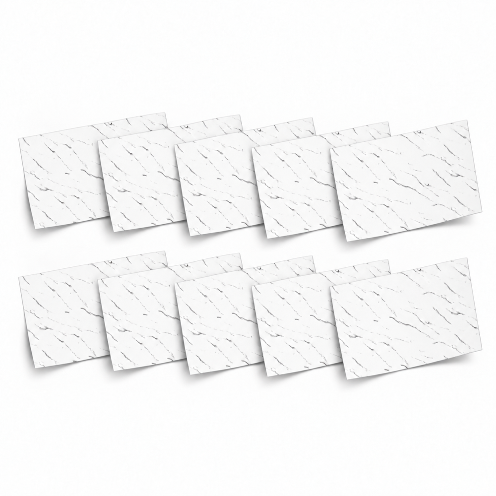 1-SOGA Peel & Stick Floor and Wall Tiles 30 x 60cm 10 Pack White Faux Marble