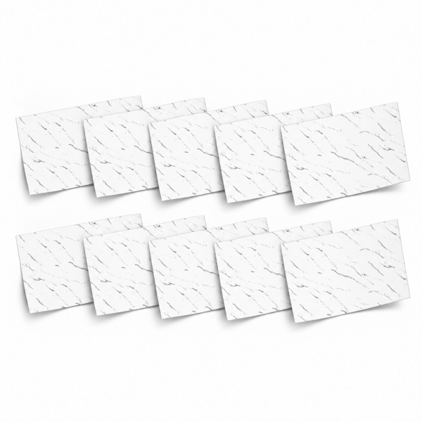 1-SOGA Peel & Stick Floor and Wall Tiles 30 x 60cm 10 Pack White Faux Marble