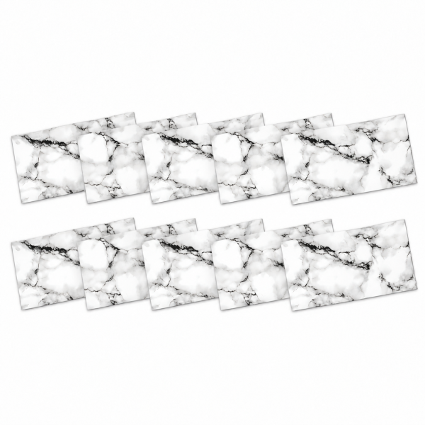 1-SOGA Peel & Stick Floor and Wall Tiles 30 x 60cm 10 Pack Black White Faux Marble
