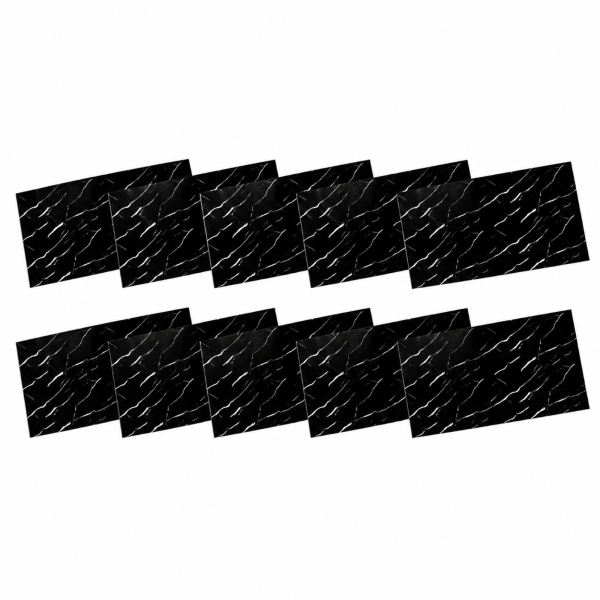 1-SOGA Peel & Stick Floor and Wall Tiles 30 x 60cm 10 Pack Black Faux Marble