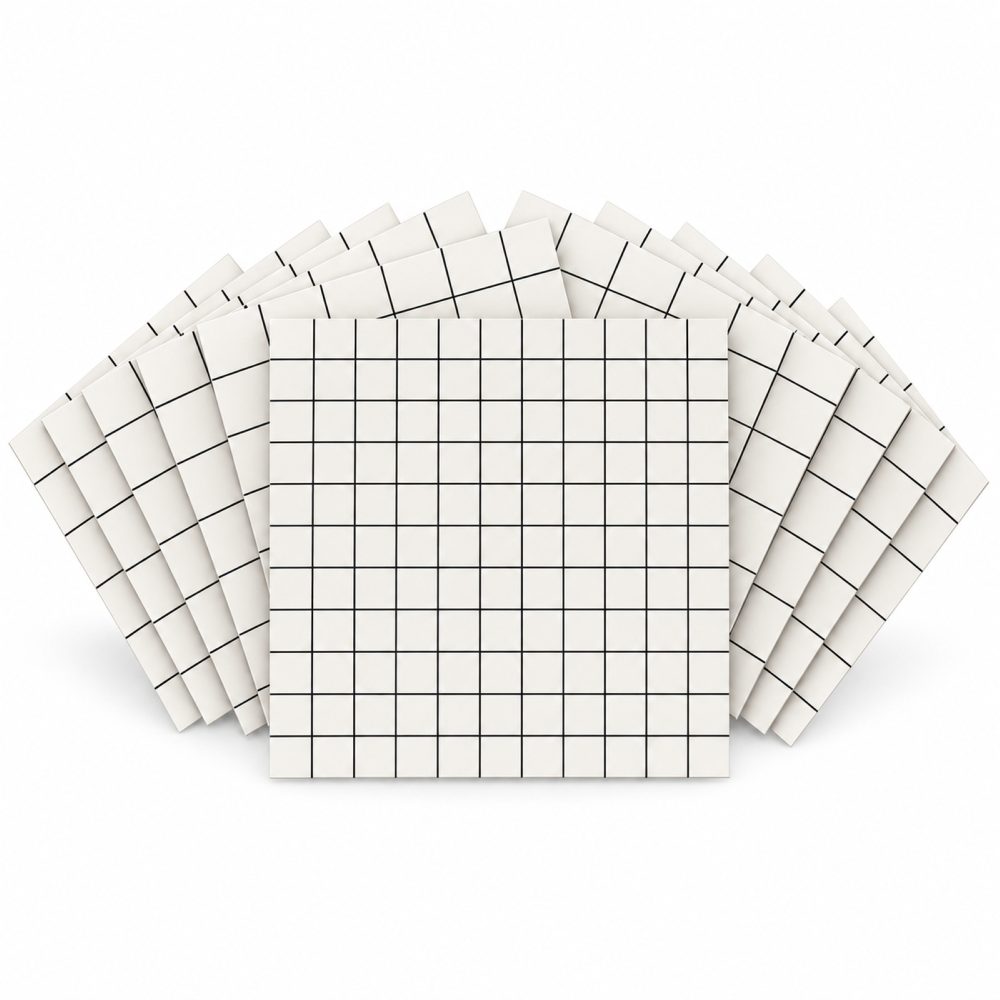 1-SOGA Peel & Stick Floor and Wall Tiles 60 x 60cm 10 Pack White Grid Tile Look