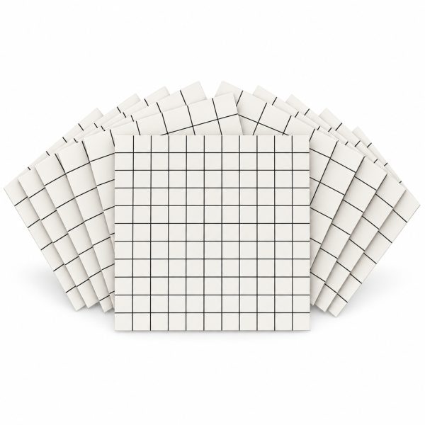 1-SOGA Peel & Stick Floor and Wall Tiles 60 x 60cm 10 Pack White Grid Tile Look