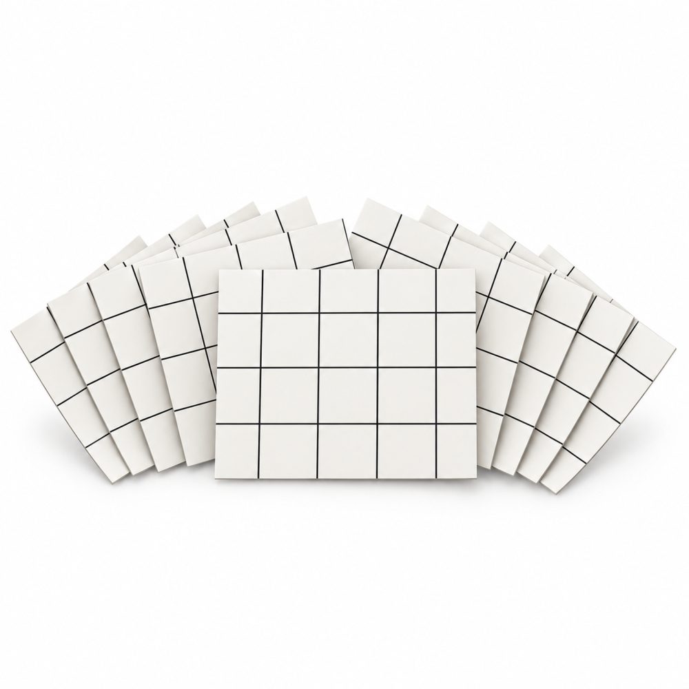 1-SOGA Peel & Stick Floor and Wall Tiles 30 x 60cm 10 Pack White Grid Tile Look