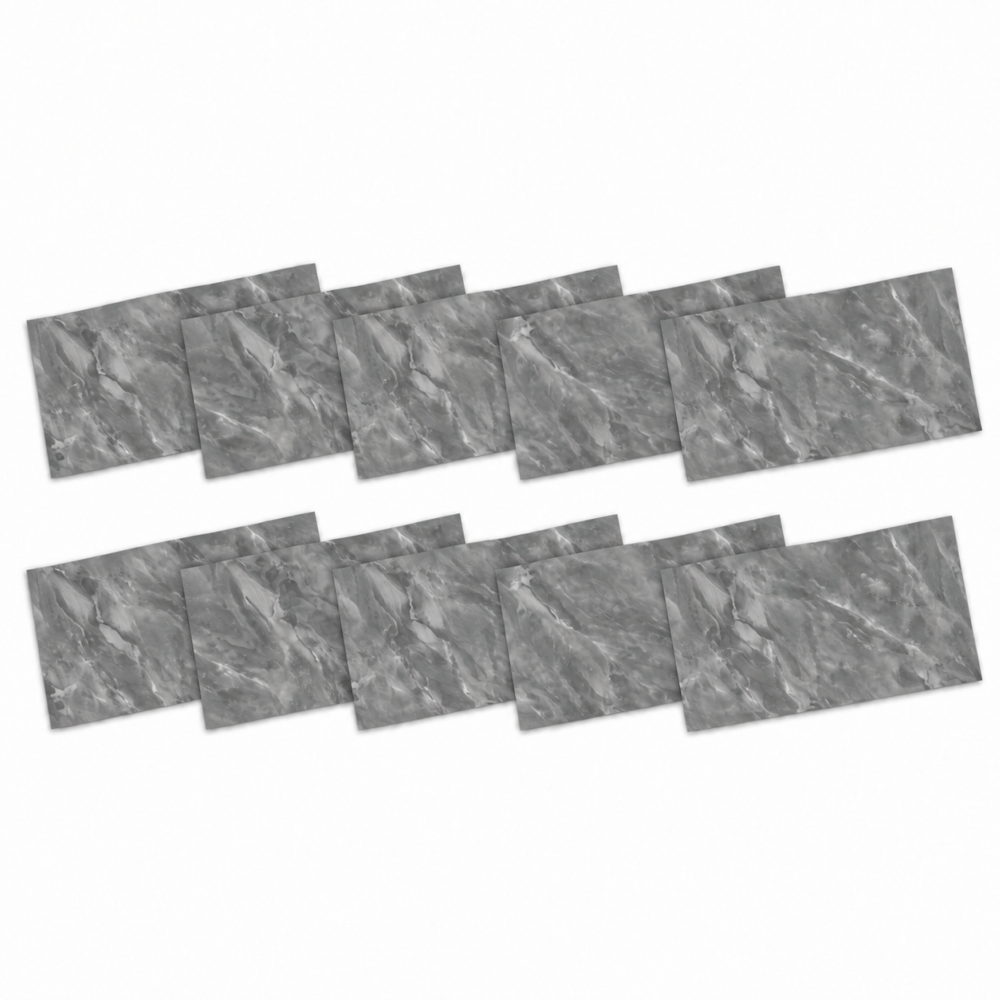 1-SOGA Peel & Stick Floor and Wall Tiles 30 x 60cm 10 Pack Grey Faux Marble