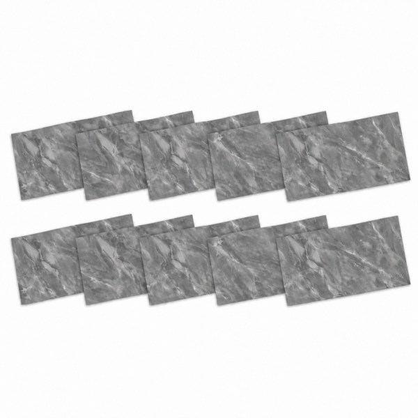 1-SOGA Peel & Stick Floor and Wall Tiles 30 x 60cm 10 Pack Grey Faux Marble