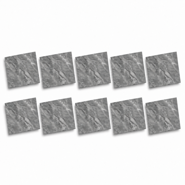 1-SOGA Peel & Stick Floor and Wall Tiles 60 x 60cm 10 Pack Grey Faux Marble