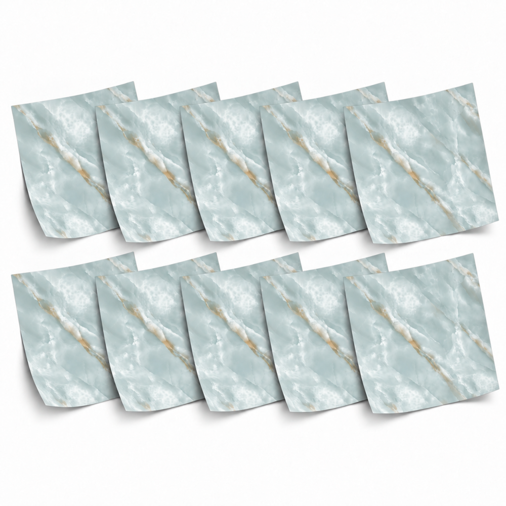 1-SOGA Peel & Stick Floor and Wall Tiles 60 x 60cm 10 Pack Jade Faux Marble