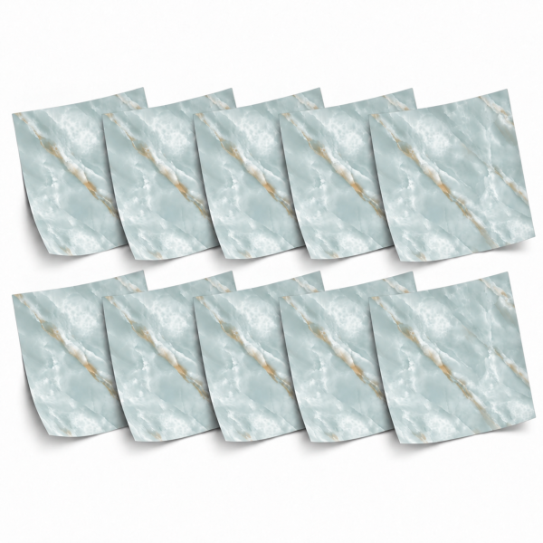 1-SOGA Peel & Stick Floor and Wall Tiles 60 x 60cm 10 Pack Jade Faux Marble