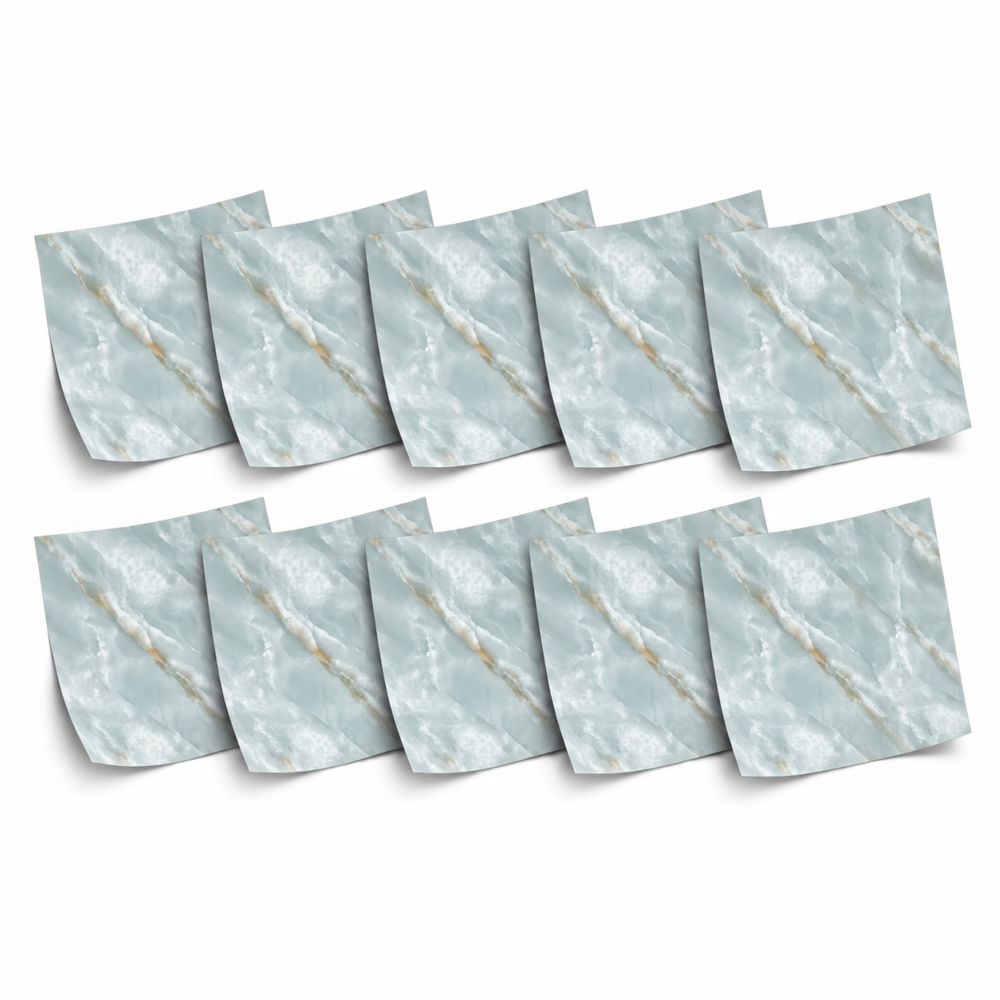 1-SOGA Peel & Stick Floor and Wall Tiles 30 x 30cm 10 Pack Jade Faux Marble