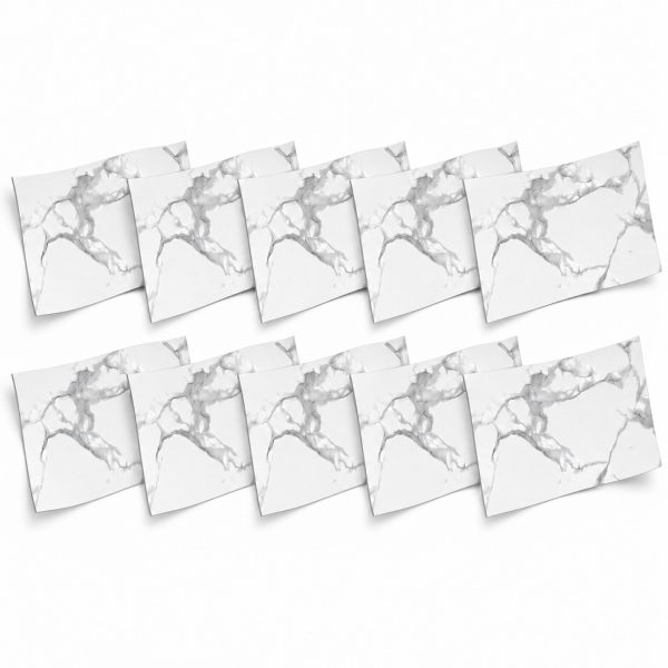 1-SOGA Peel & Stick Floor and Wall Tiles 30 x 60cm 10 Pack White Grey Faux Marble
