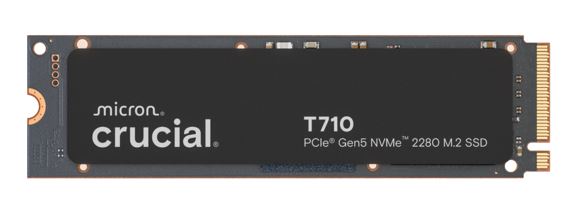 Crucial T710 2TB PCIe Gen5 NVMe 2280 SSD - 14500/13800 MB/s R/W 1200TBW 2.3M IOPs 1.5M hrs MTTF with DirectStorage for Intel & AMD 5yrs Hard Disk Drives - SSD